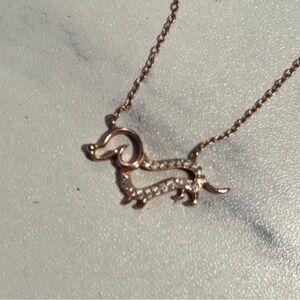 Gold And Diamond Dachshund Necklace